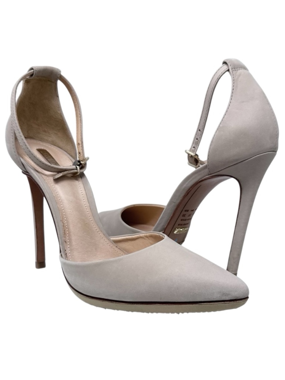 Schutz Taupe Ankle Strap Stiletto High Heels 8